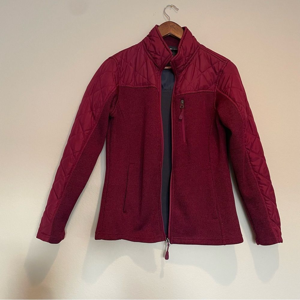 Swiss Tech Full Zip Quilted Jacket Coat Women's Size (4/6) Small Burgundy Red
